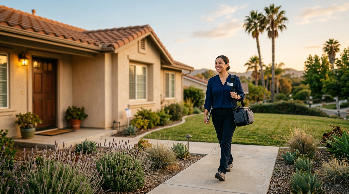 Clinician arriving for a house call appointment