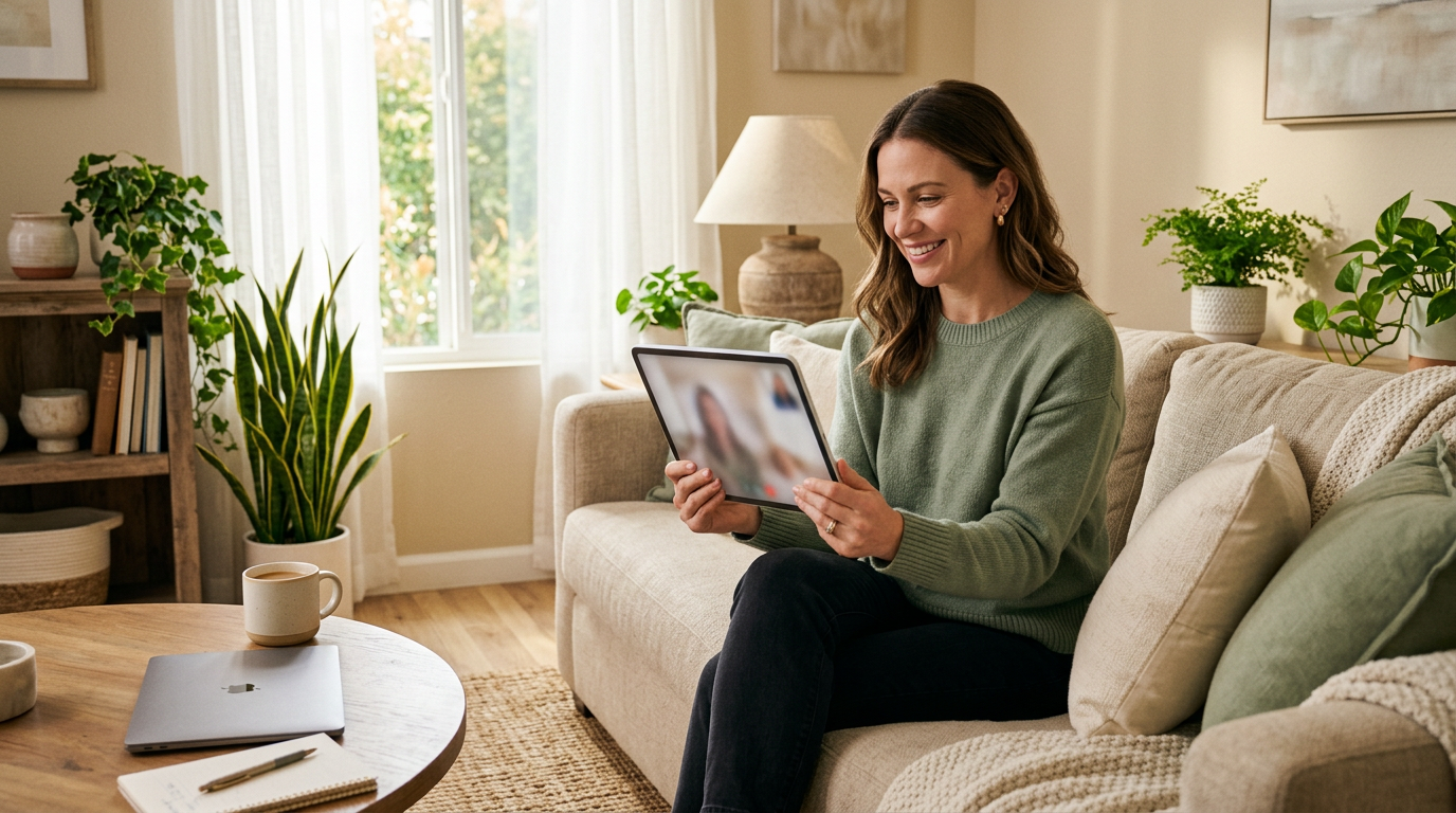 Patient preparing for a telehealth visit on a tablet